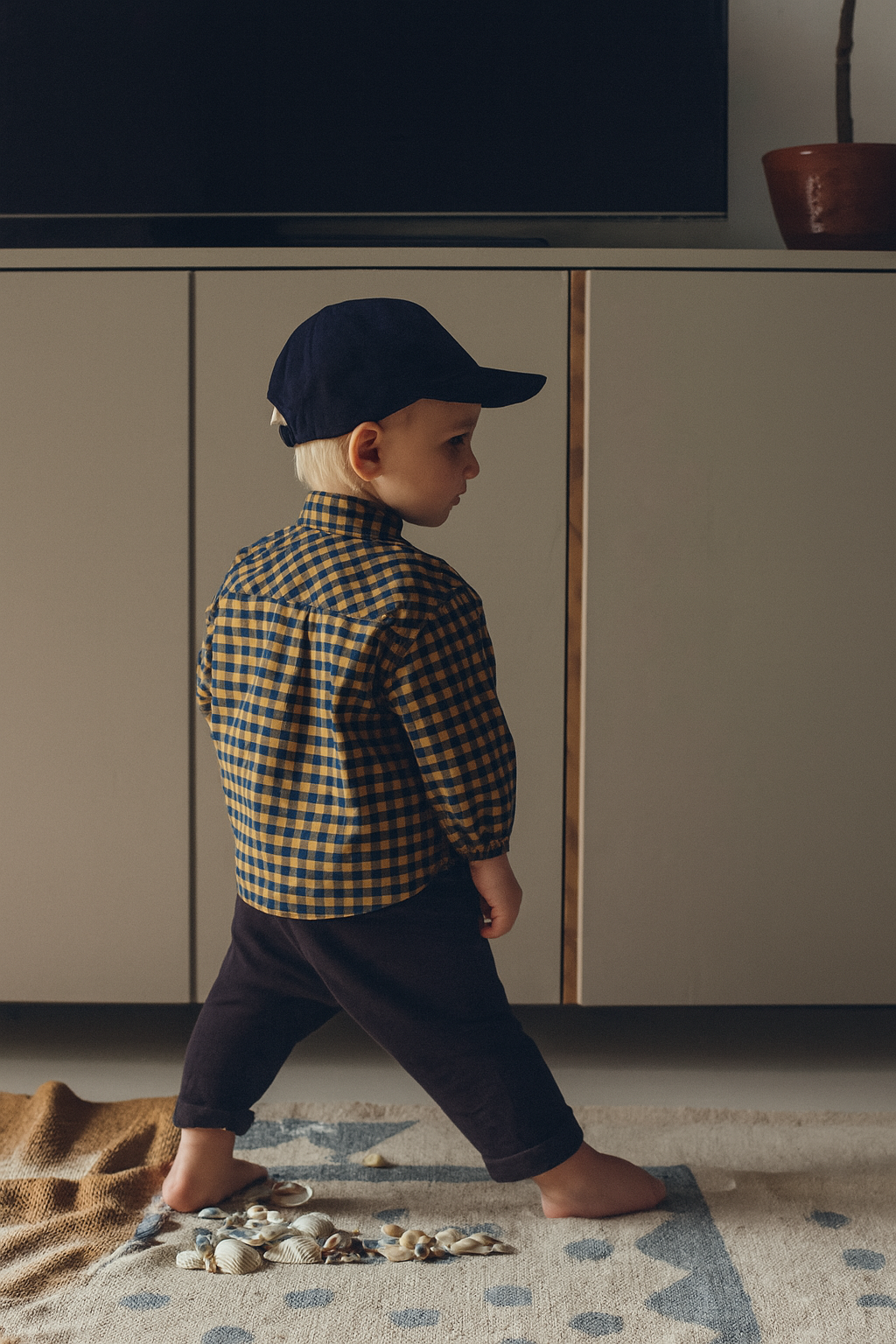 Cămașă pentru bebeluși cu model în carouri | 6 luni – 3 ani | Cămașă din bumbac pentru bebeluși | Casual și elegantă | RG302 - MUȘTAR