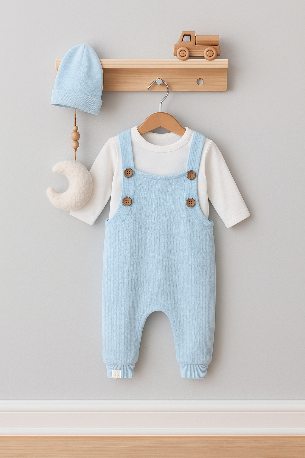 Bebek Tulumu Tişört ve Bere Seti | 6 Ay–4 Yaş | RG Brand | RG170 - MAVİ