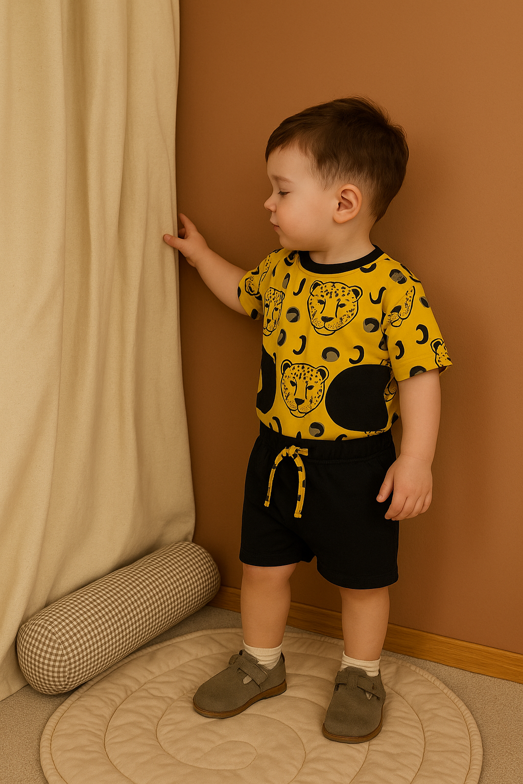 Set pantaloni scurți unisex pentru bebeluși | 6 luni - 4 ani | Marca RG | RG206 - MUȘTAR