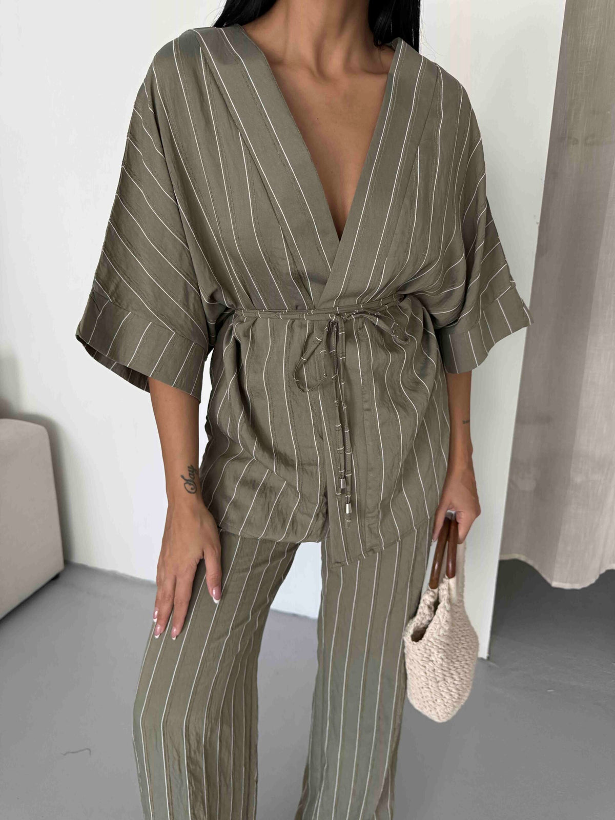 Set Kimono cu dungi - Çağla