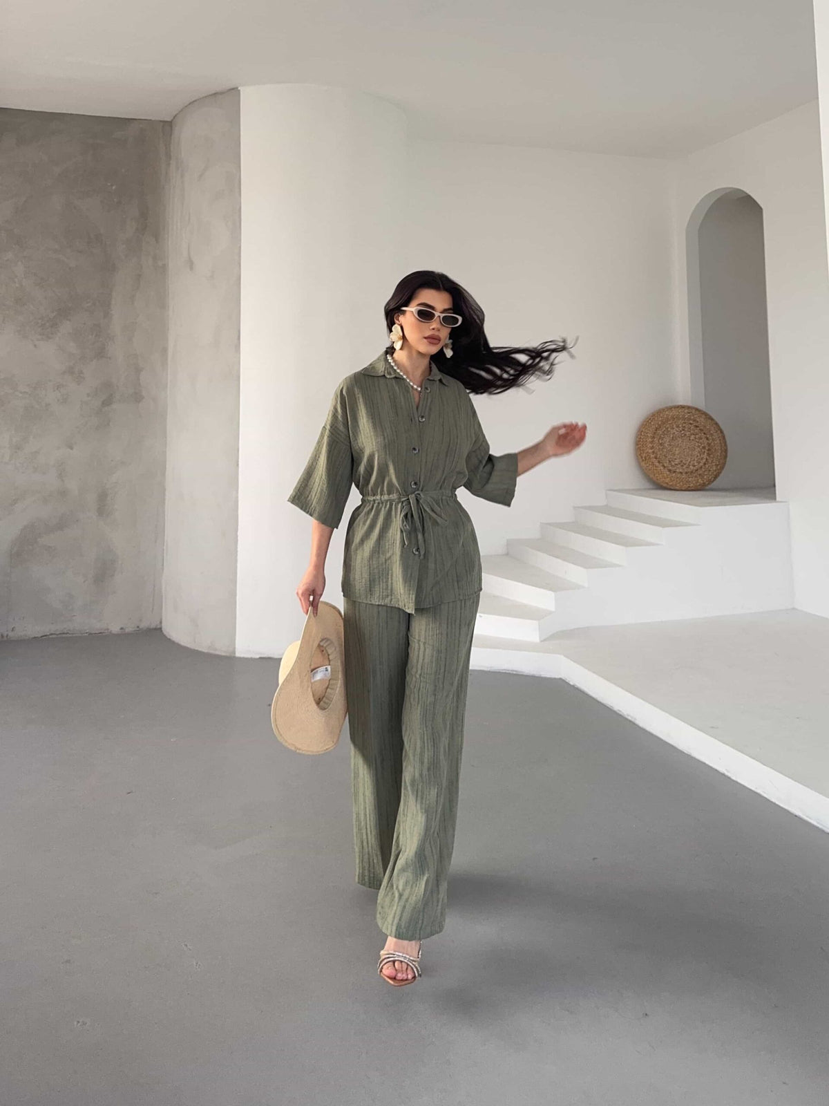 Ansamblu cămașă și pantalon - Khaki