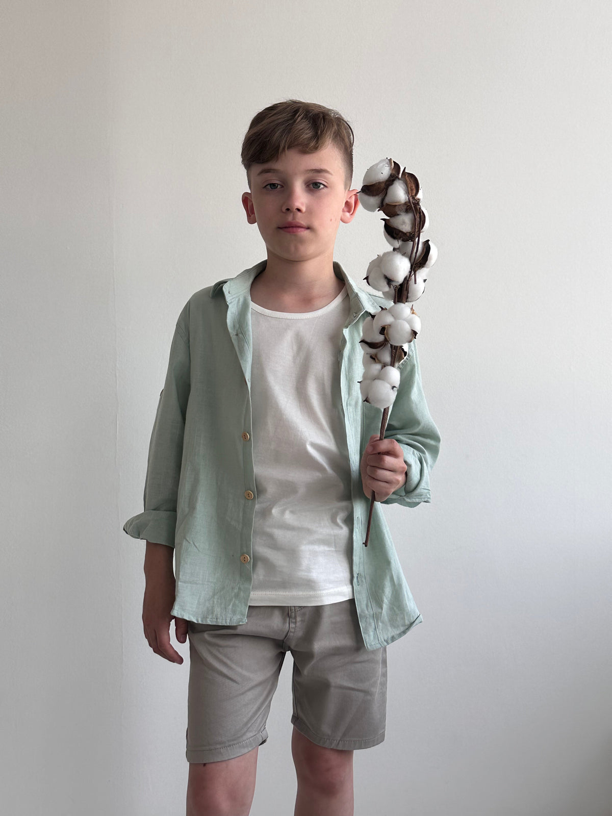 Çocuk Keten Terletmeyen Uzun Kollu Gömlek | 3–9 Yaş | RG Brand | RG1492 - MAVİ