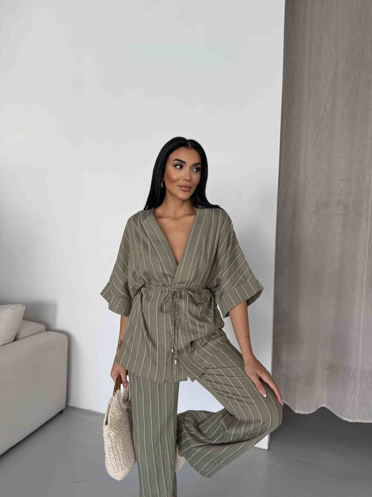 Set Kimono cu dungi - Çağla