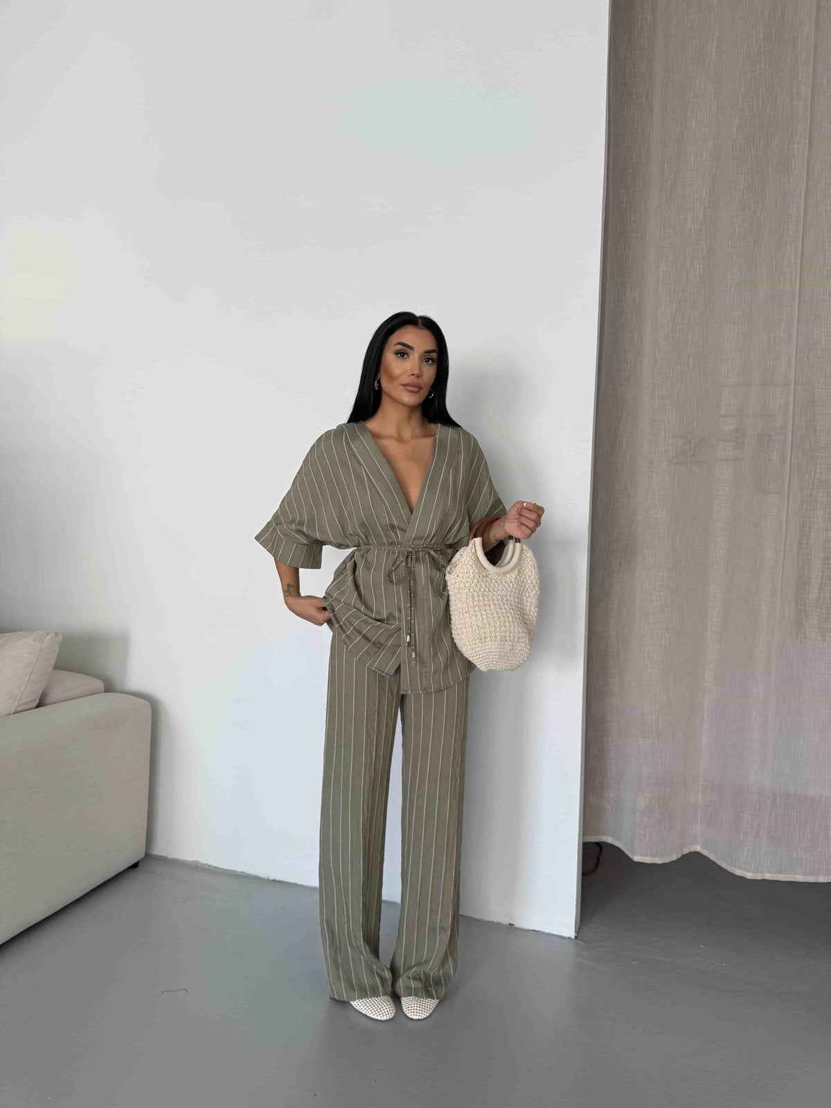 Set Kimono cu dungi - Çağla