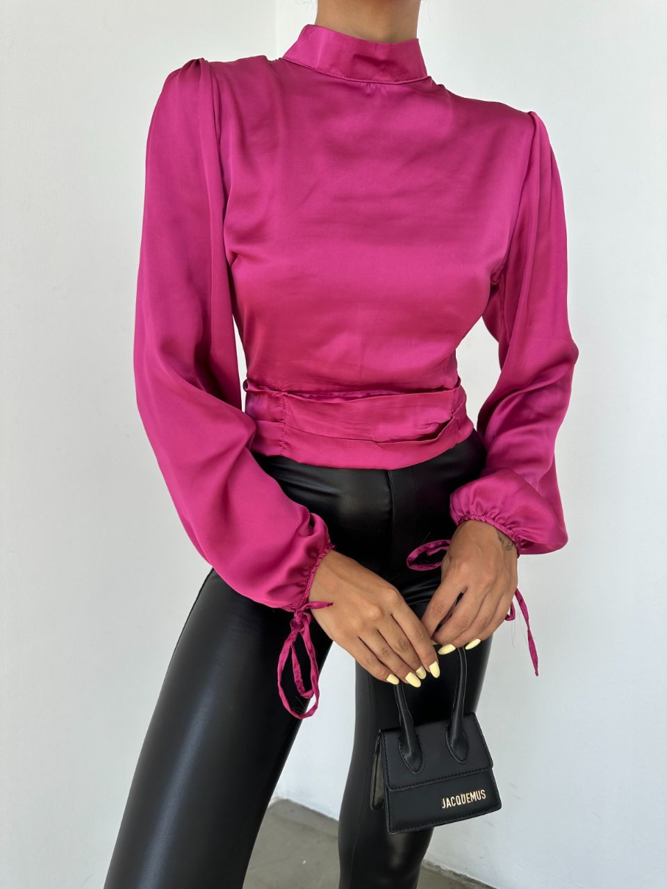 Short Satin Blouse - Fuchsia
