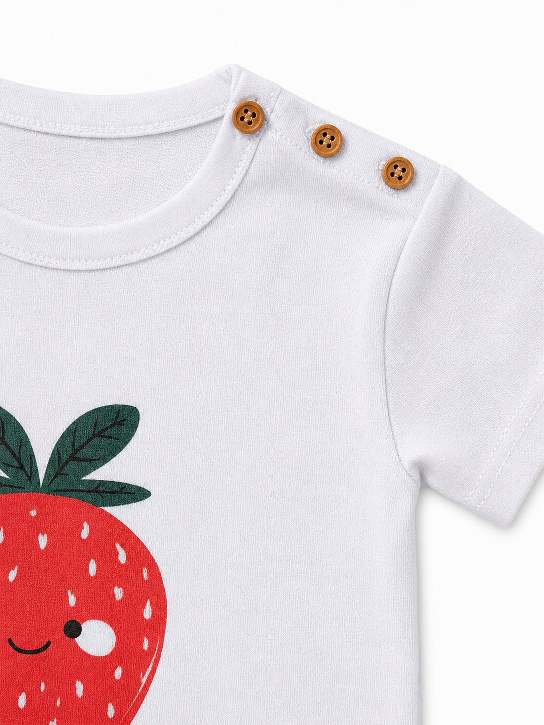Bebek T-shirt | 6 Ay – 3 Yaş | Ekru | Çilek Baskı | %100 Pamuk Yazlık | RG387 - MAVİ