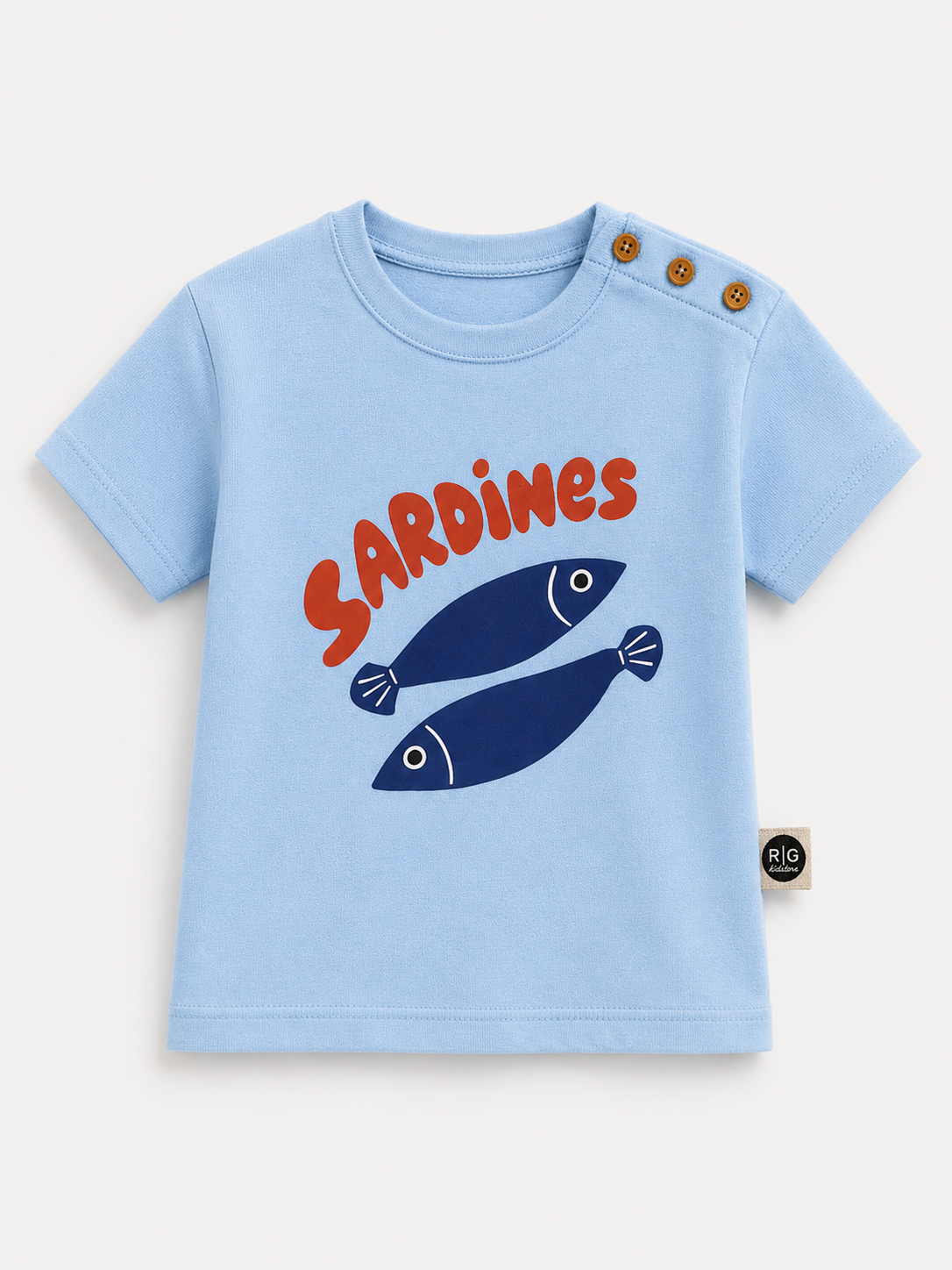 Bebek T-shirt | Sardunya Baskılı | 6 Ay–4 Yaş | Yeşil & Mavi | %100 Pamuk Yazlık | RG Brand | RG390 - MAVİ