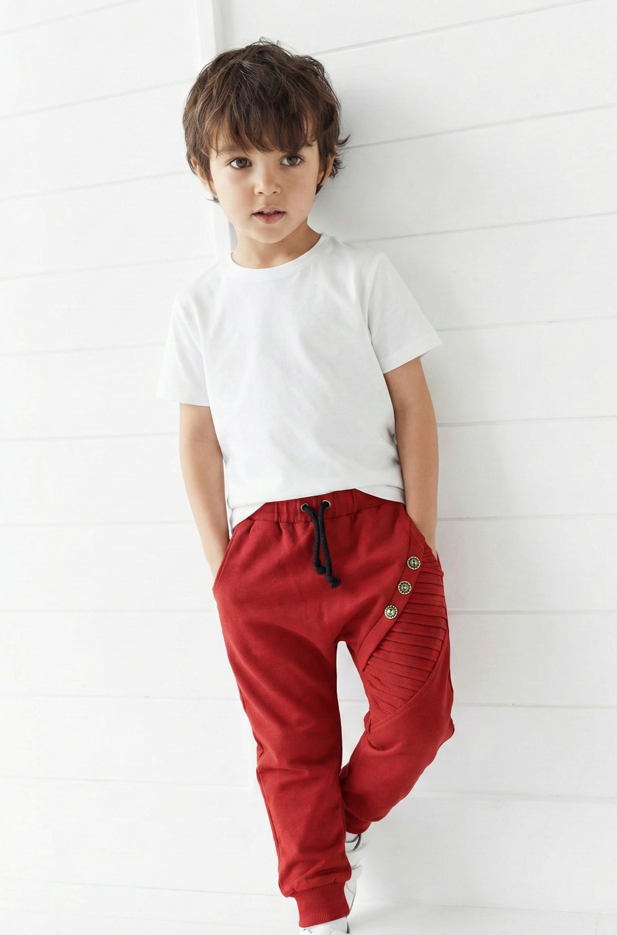 Çocuk Unisex Düğme Detaylı Konfor Eşofman| RG Brand | 3–9 Yaş | RG1144 - FÜME
