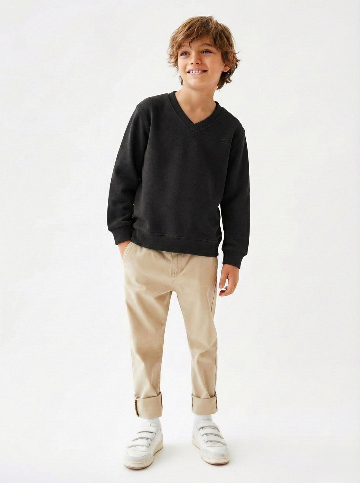 Erkek Çocuk V Yaka Selanik Triko Sweat | 3–9 Yaş | RG Brand | RG1508 - HAKİ