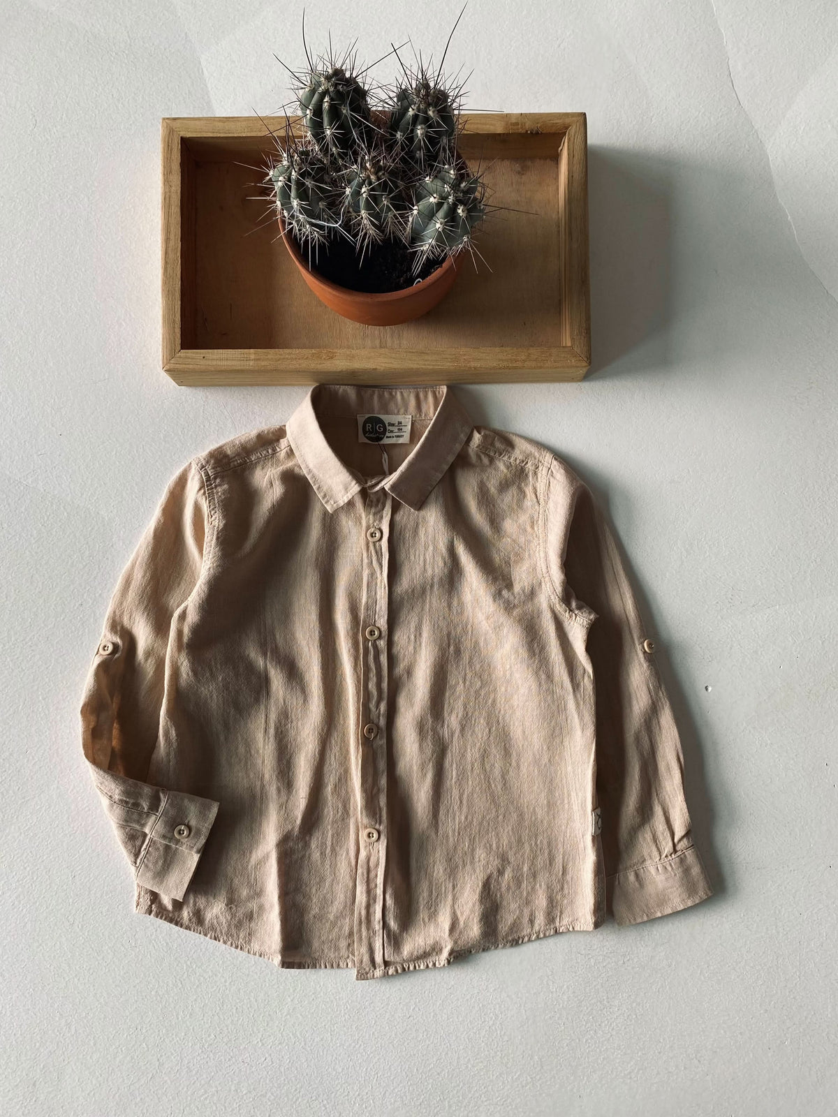 Keten Çocuk Gömlek | 9–15 Yaş | Rahat Kesim | RG Brand | RG3386 - HAKİ