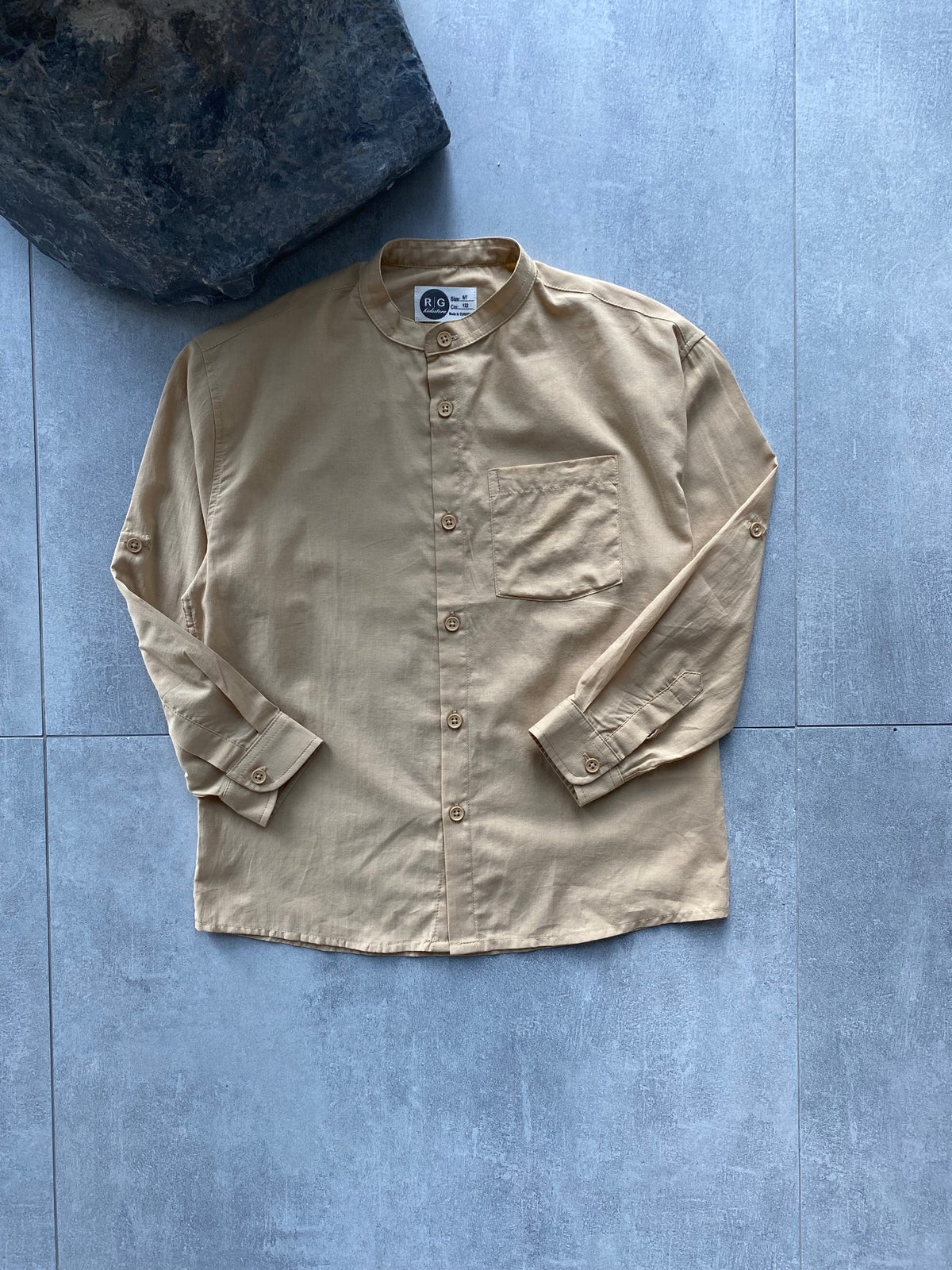 Erkek Çocuk Hakim Yaka Gömlek – 9-15 Yaş, %100 Pamuk, Uzun Kollu & Apoletli | RG3385 - MAVİ