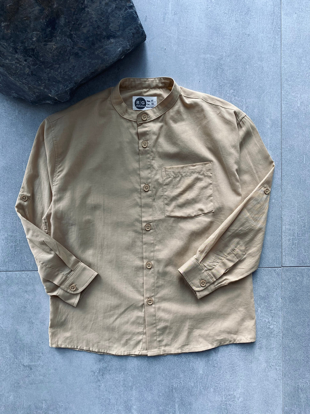 Erkek Çocuk Hakim Yaka Gömlek – 9-15 Yaş, %100 Pamuk, Uzun Kollu & Apoletli | RG3385 - MAVİ