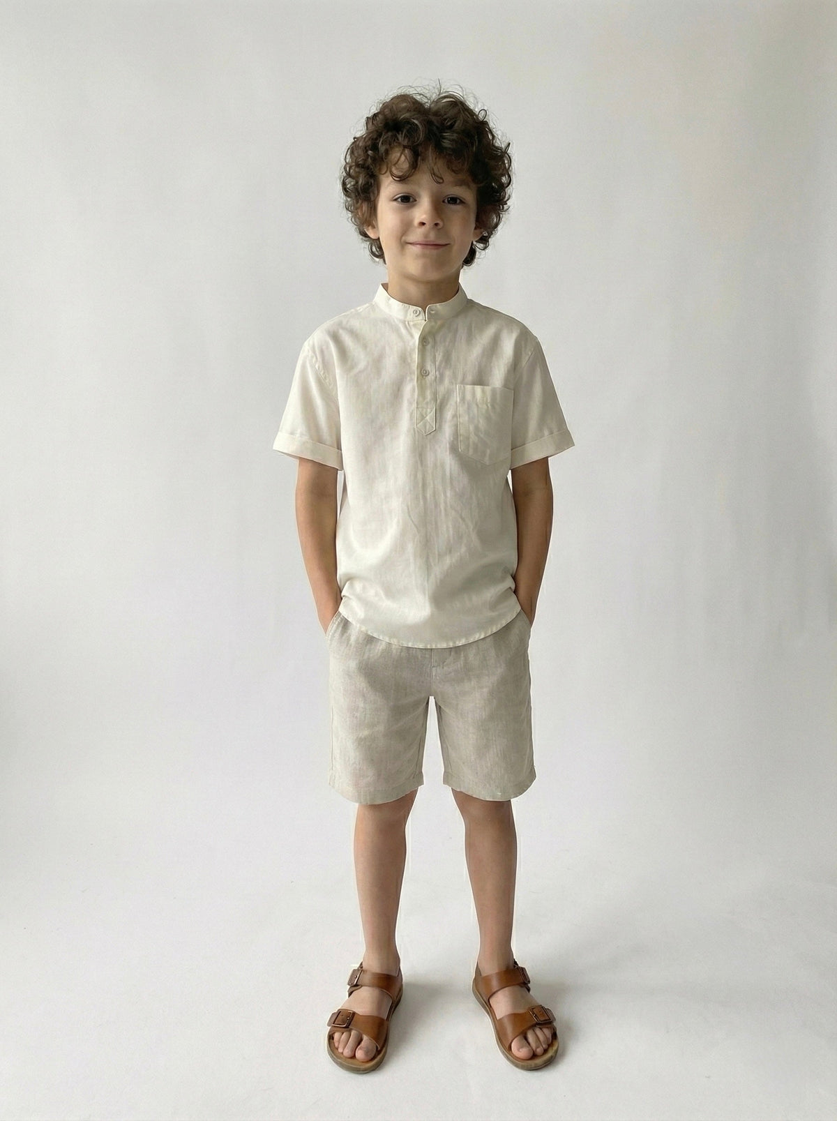 Hakim Yaka Kısa Kol Çocuk Erkek Gömlek | 3–9 Yaş | RG Brand | RG1571 - MİNT
