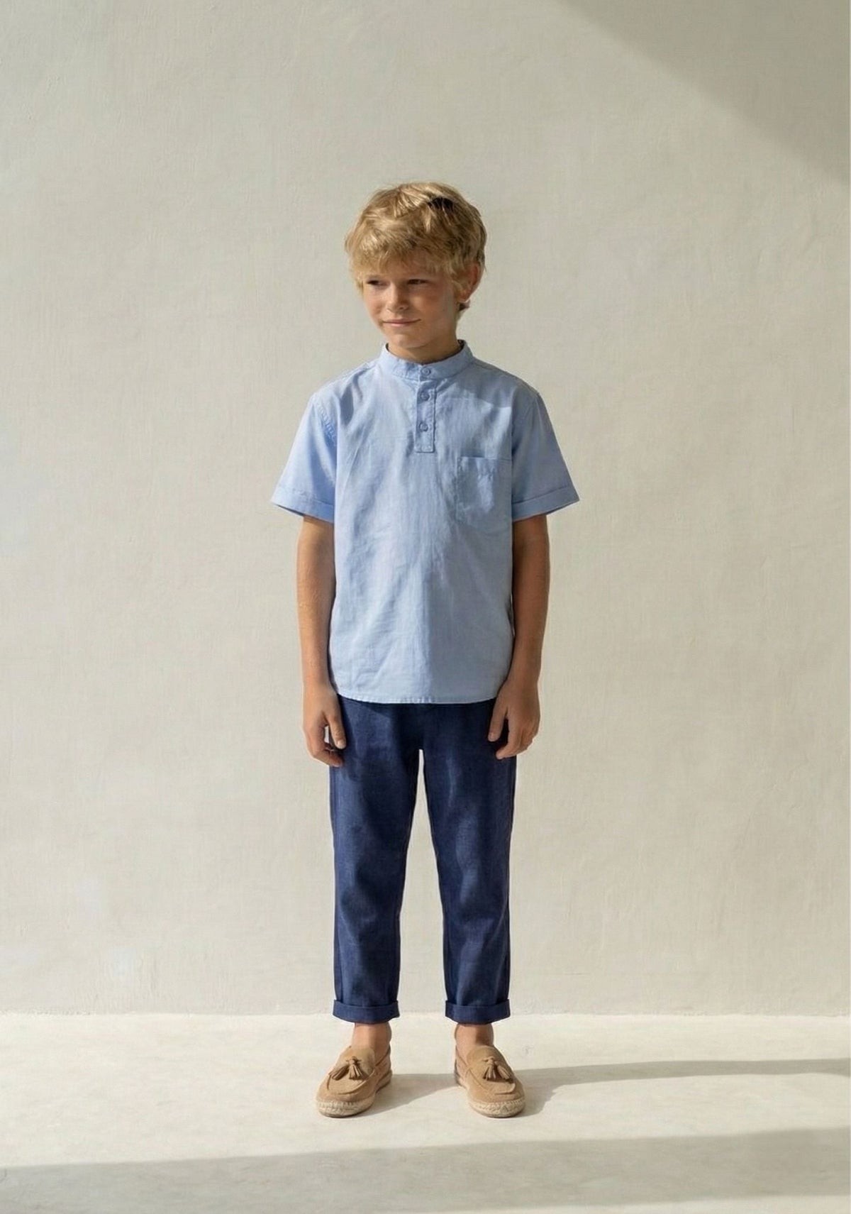 Hakim Yaka Kısa Kol Çocuk Erkek Gömlek | 3–9 Yaş | RG Brand | RG1571 - MİNT