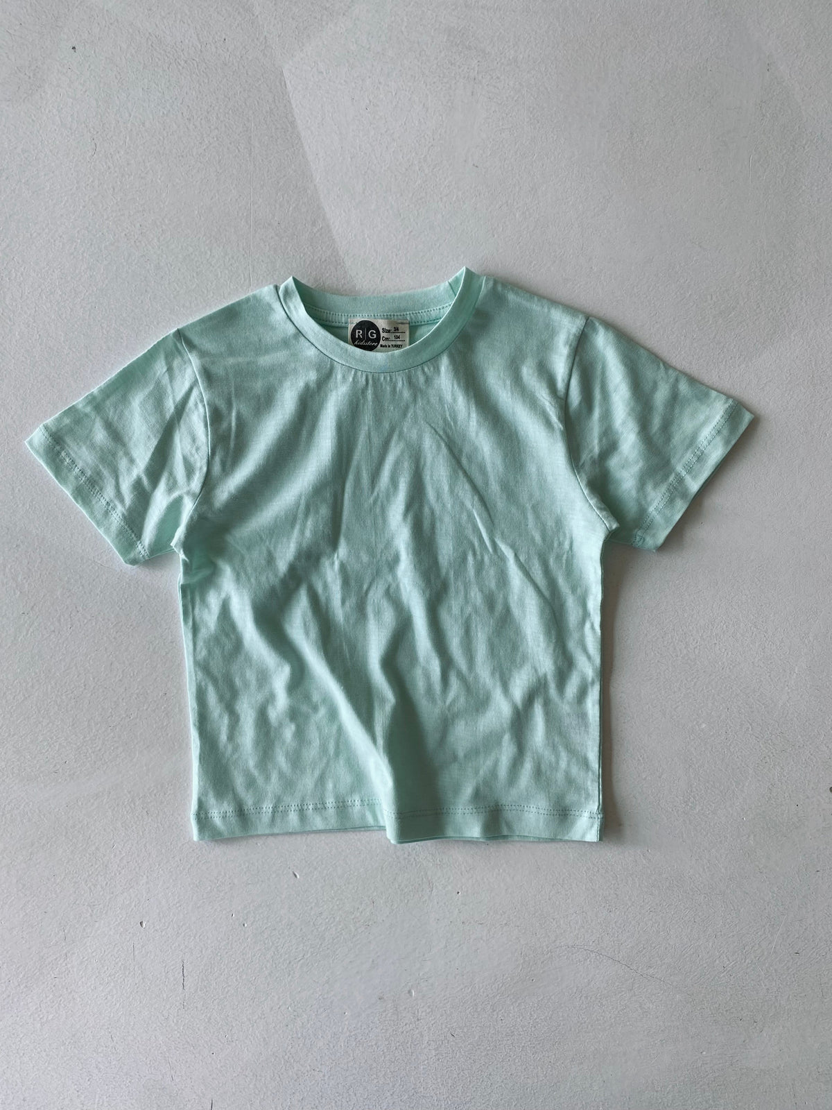Tricou simplu din bumbac pentru copii | Vârste 3-9 ani | Marca RG | RG1583 - VERDE