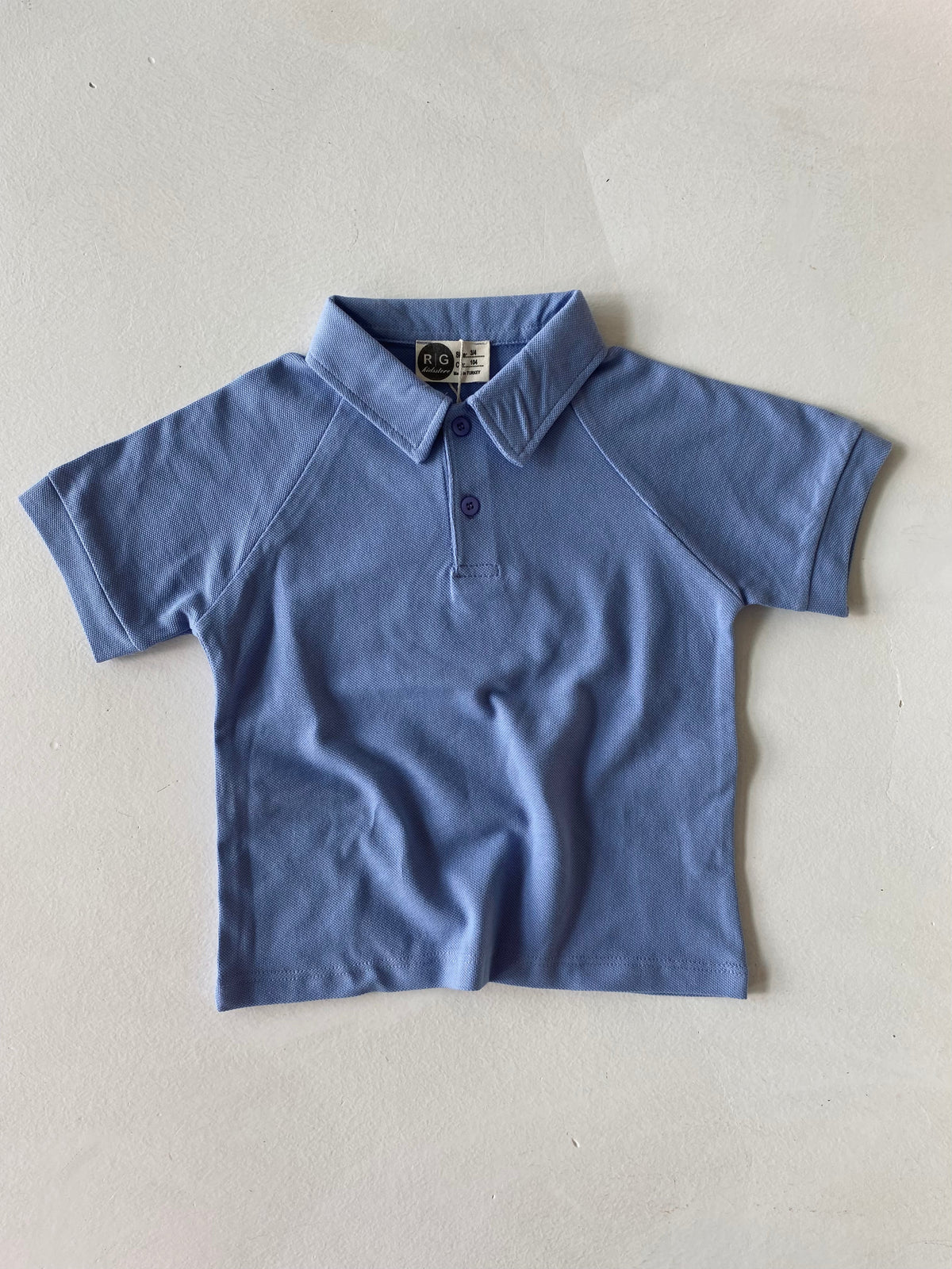 Tricou polo pentru copii | Material piqué, croială lejeră | Vârste 3-9 ani | RG1585 - ALBASTRU