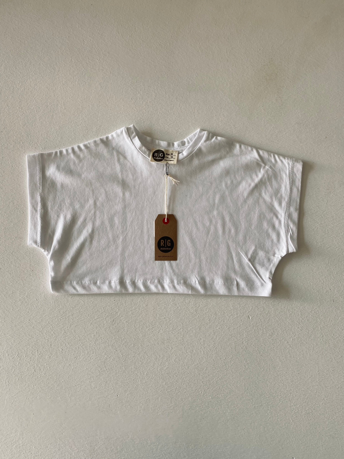Kız Çocuk Crop Tişört %100 Pamuk 3–9 Yaş | RG1604 - EKRU
