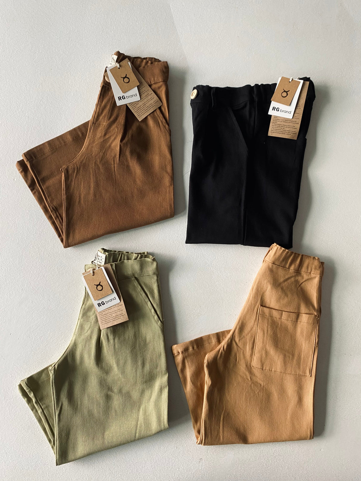 Kız Çocuk Keten Bol Paça Pantolon | 3–9 yaş | RG Brand | RG1607 - TAŞ