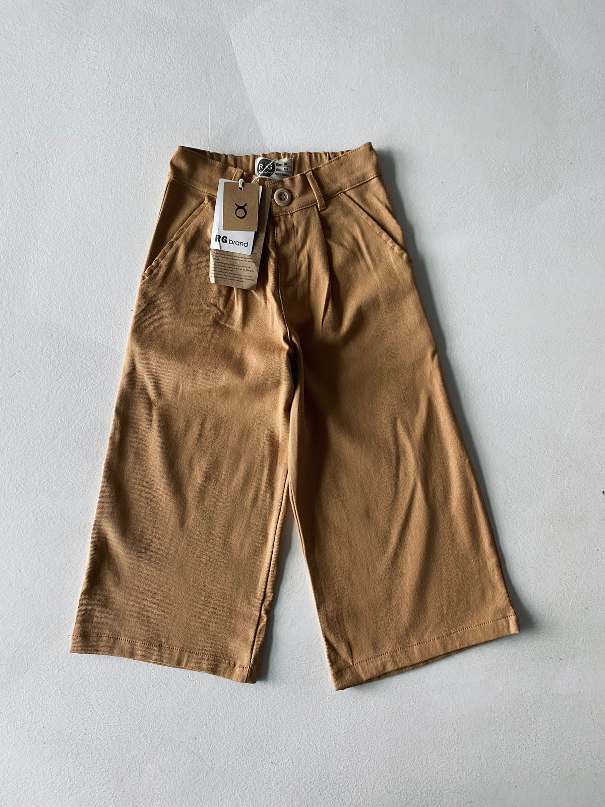 Kız Çocuk Keten Bol Paça Pantolon | 3–9 yaş | RG Brand | RG1607 - TAŞ