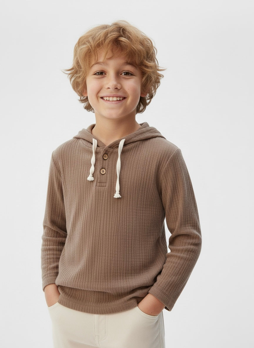 Çocuk Müslin Kapüşonlu Üst | 3–9 Yaş | RG Brand | RG1619 - EKRU