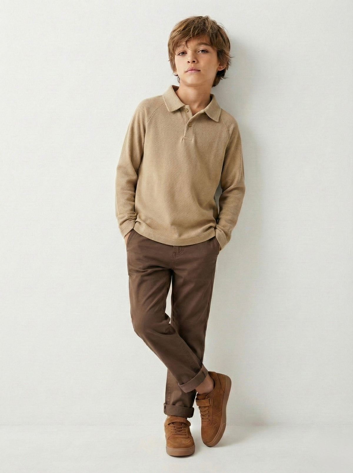 Çocuk Uzun Kollu Polo Yaka Pike Tişört | 3–9 Yaş | RG Brand | RG1634 - MAVİ