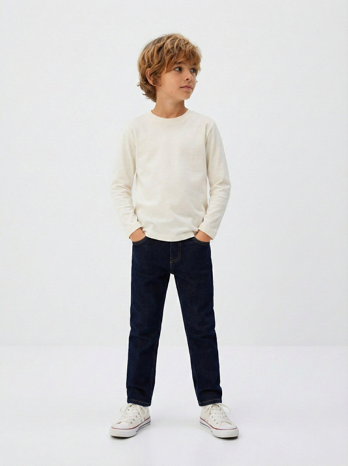 Kız Ve Erkek Çocuk Pamuk Basic Uzun Kollu Tişört | RG Brand | RG1703 - HAKİ