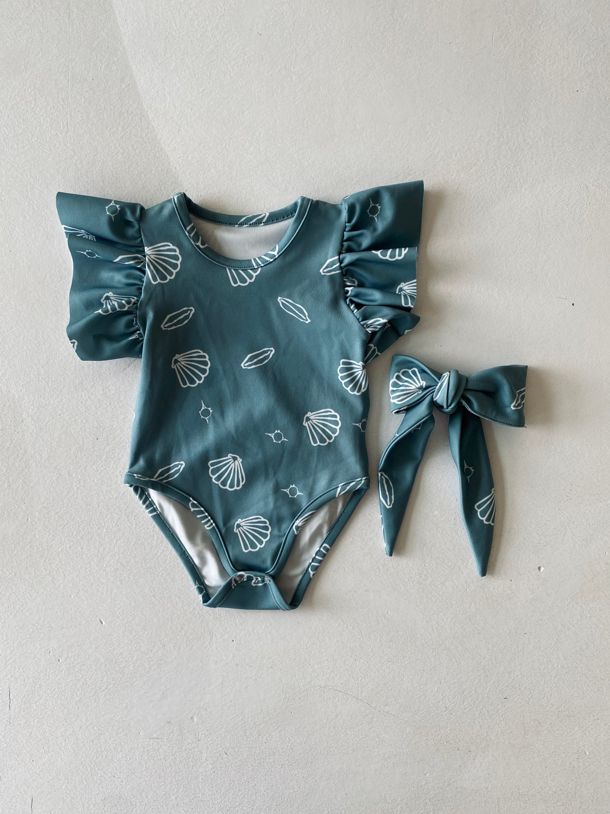 Kız Bebek Tam Likralı Çabuk Kuruyan Mayo Seti | RG Brand | 6 Ay–4 Yaş | RG281 - DENİZ KABUĞU