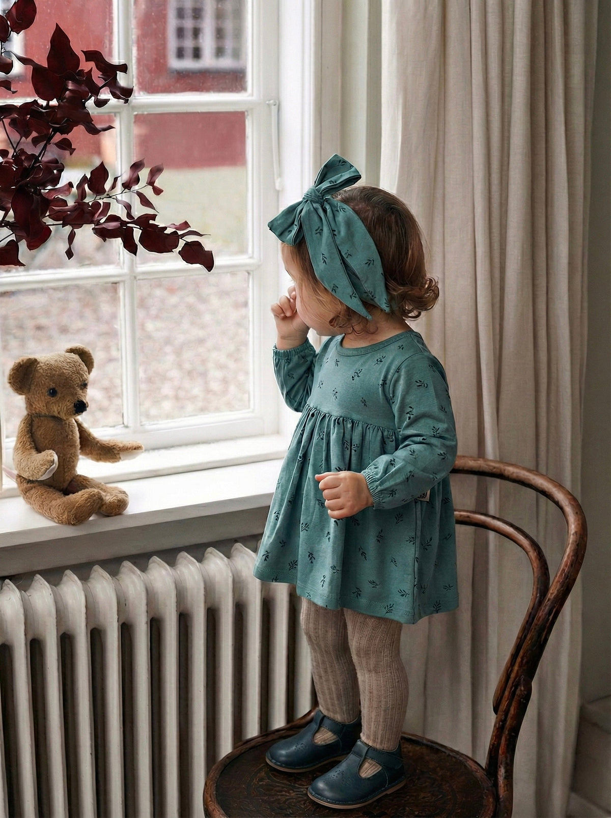 Bebek Desenli Elbise ve Toka Seti | RG321 - MİNT