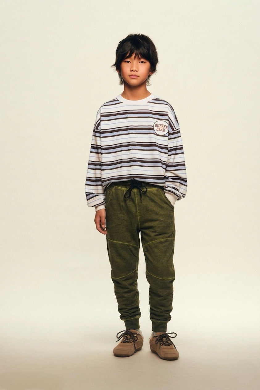 Yağ Yıkamalı Genç Pantolon | 9–15 Yaş | Pamuk Karışımlı, Rahat Kesim | Yeşil & Gri | RG3243 - YEŞİL