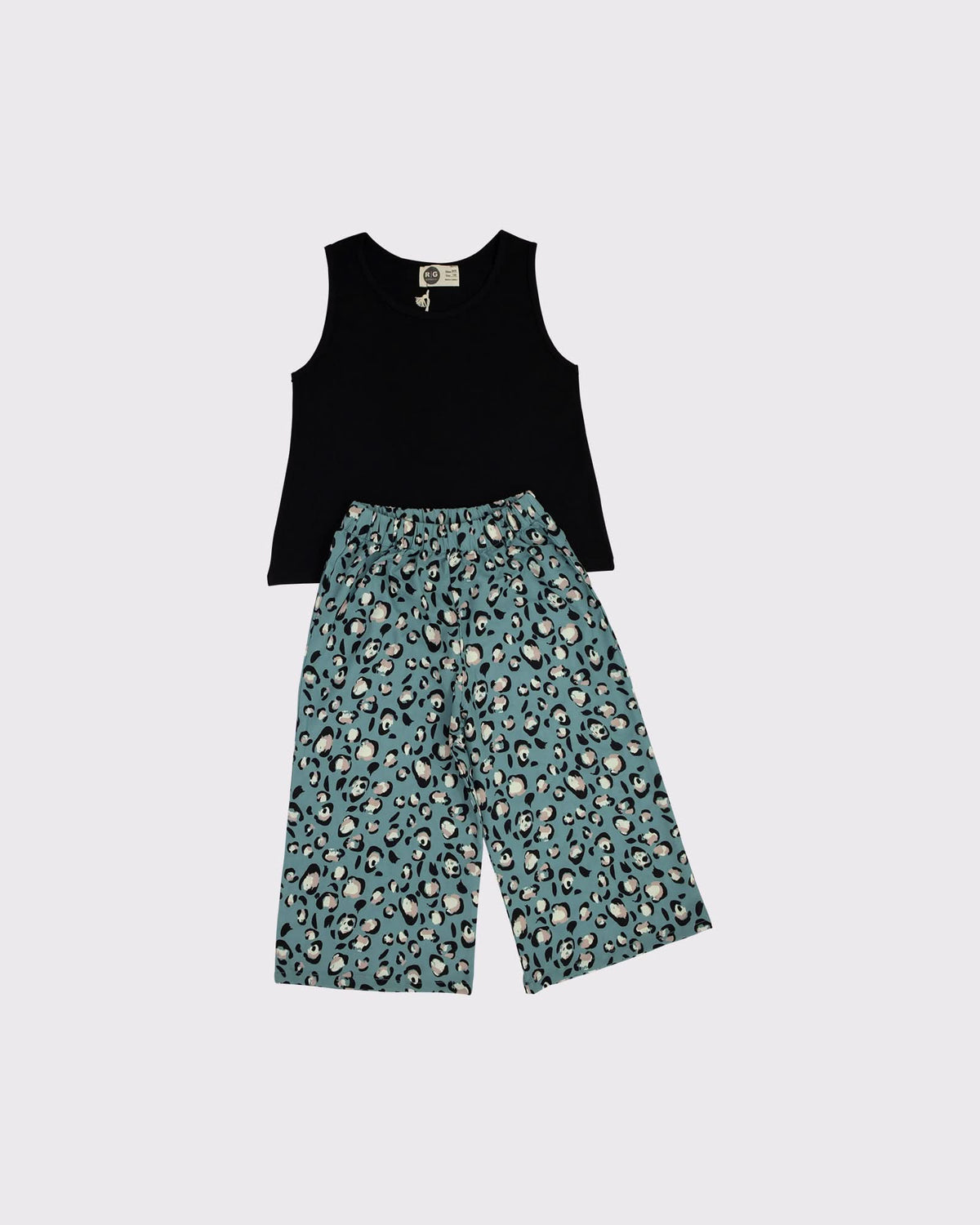 Young Girl's Athletic Top and Patterned Pants Set | Ages 9-15 | RG Brand | RG3302 - BLACK