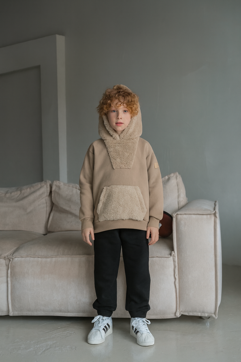 Genç Unisex Kanguru Cepli Kapüşonlu Sweatshirt | 9–15 Yaş | RG Brand | RG3310 - HAKİ