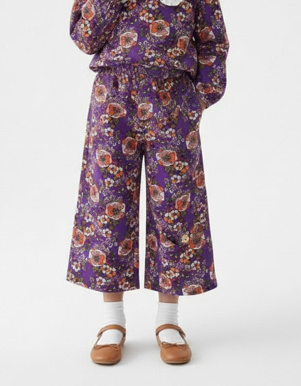 Pantaloni elastici cu talie înaltă și croială largă pentru tineri | Vârste 9-15 ani | Marca RG | RG3335 - VIOLET