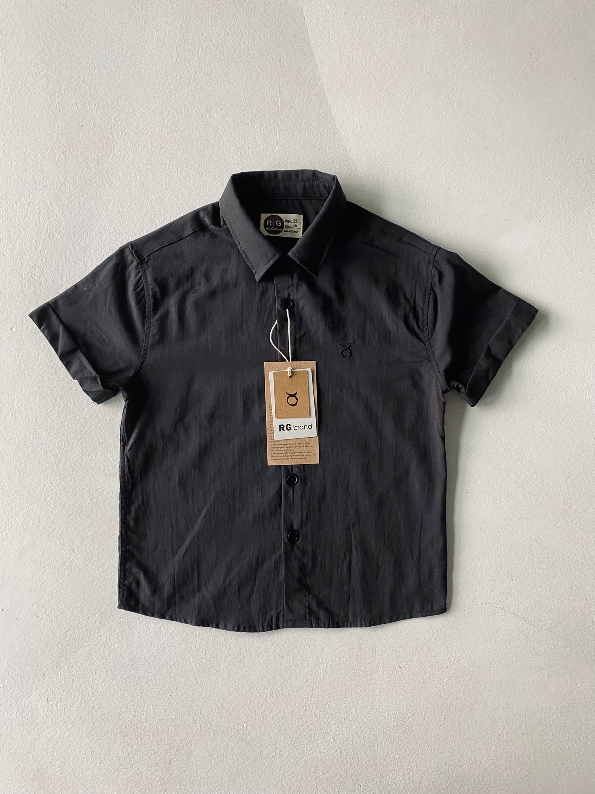 Genç Keten Kısa Kollu Gömlek | 9–15 Yaş | RG Brand | RG3387 - SİYAH
