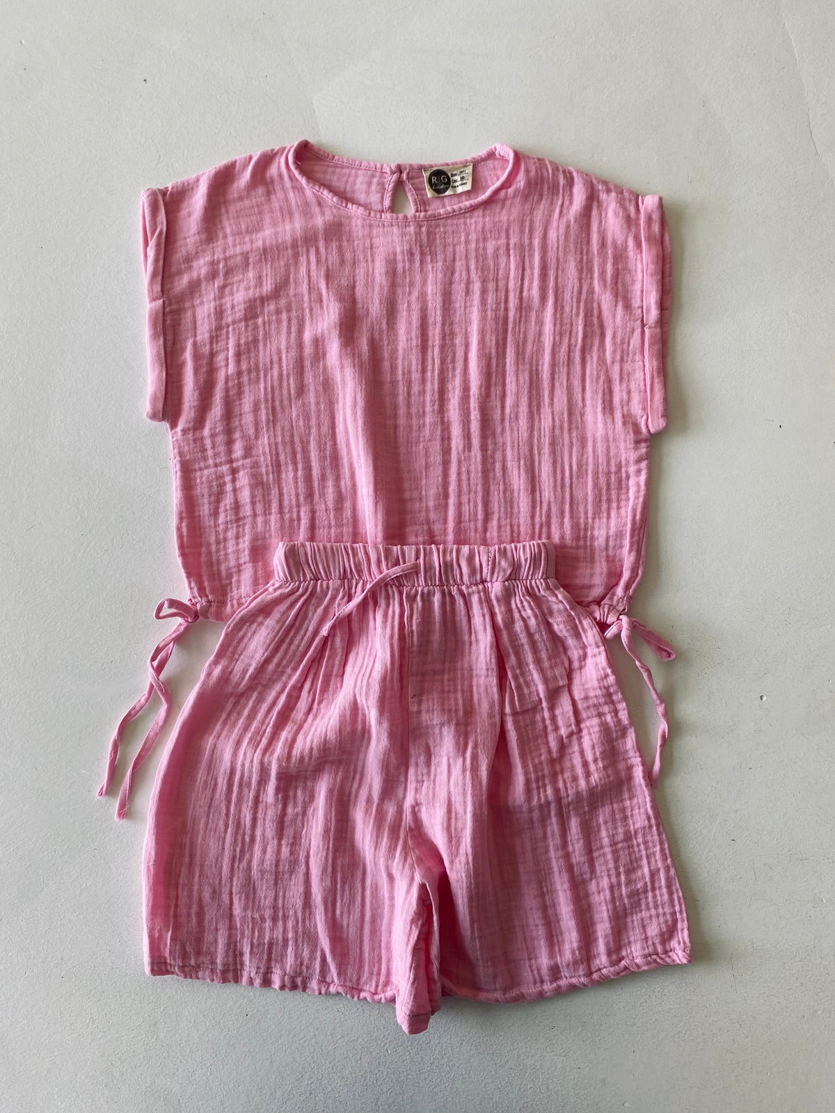 Genç Kız Müslin Şort Takımı | 9–15 Yaş | RG Brand | RG3389 - PEMBE
