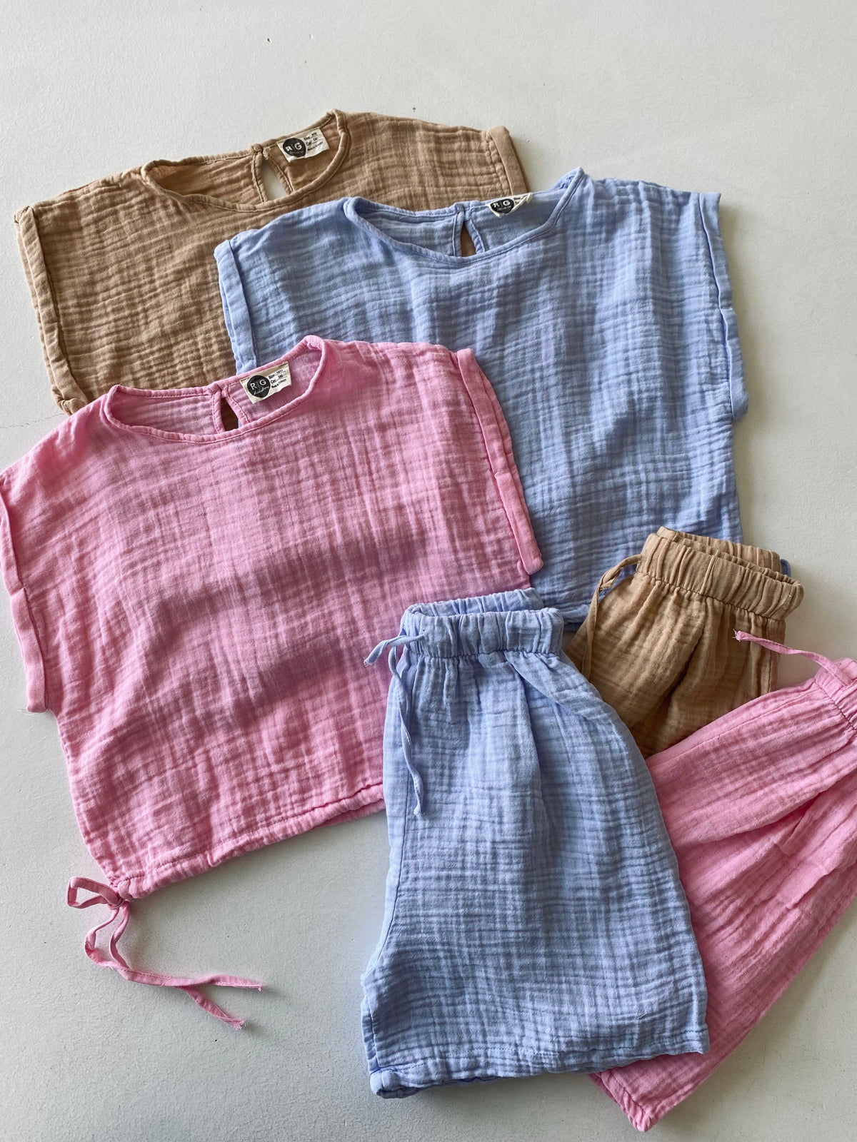 Genç Kız Müslin Şort Takımı | 9–15 Yaş | RG Brand | RG3389 - PEMBE