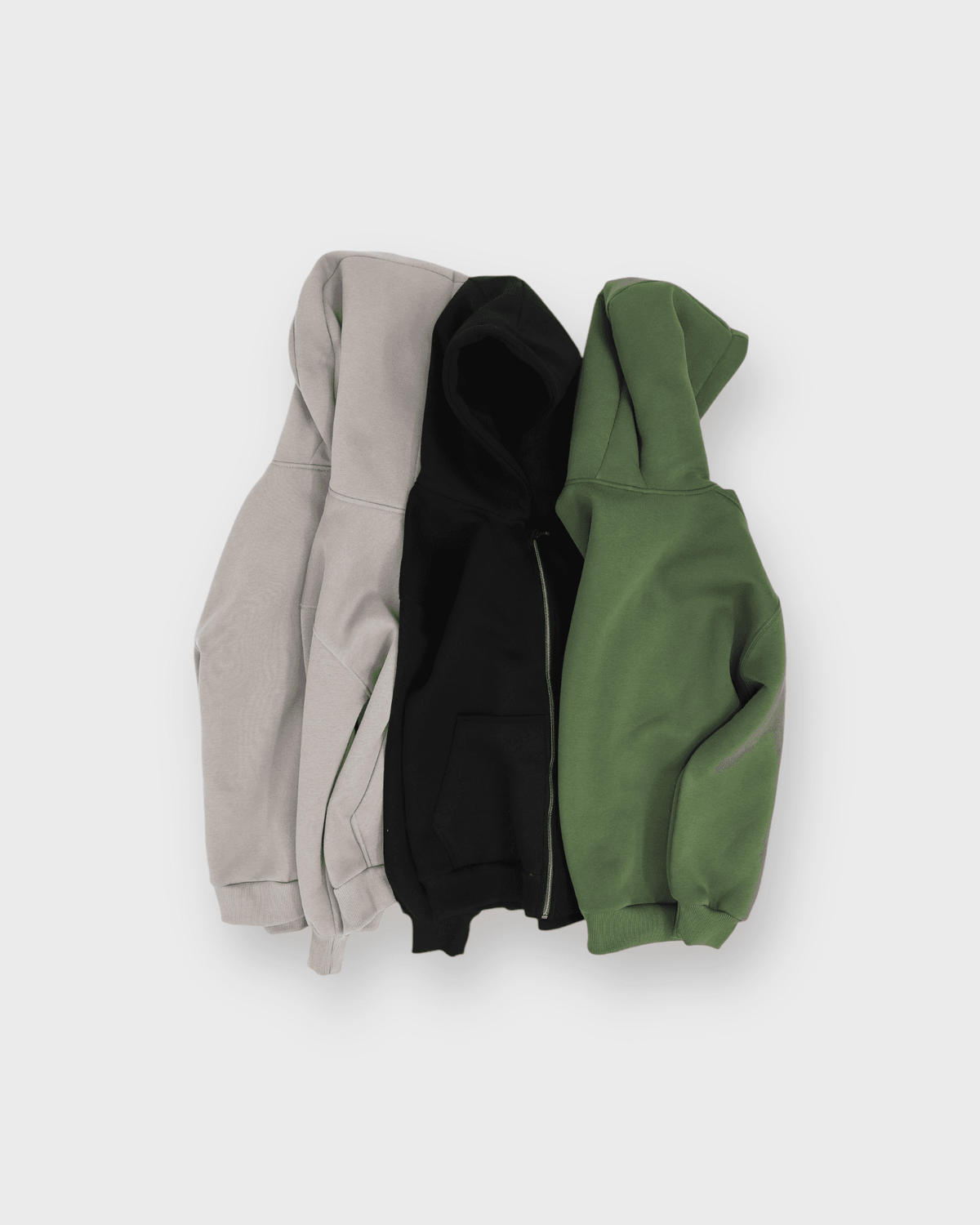 Genç 3 İplik Kapüşonlu Ve Fermuarlı Sweatshirt | 9–15 Yaş | RG Brand | RG3404 - HAKİ