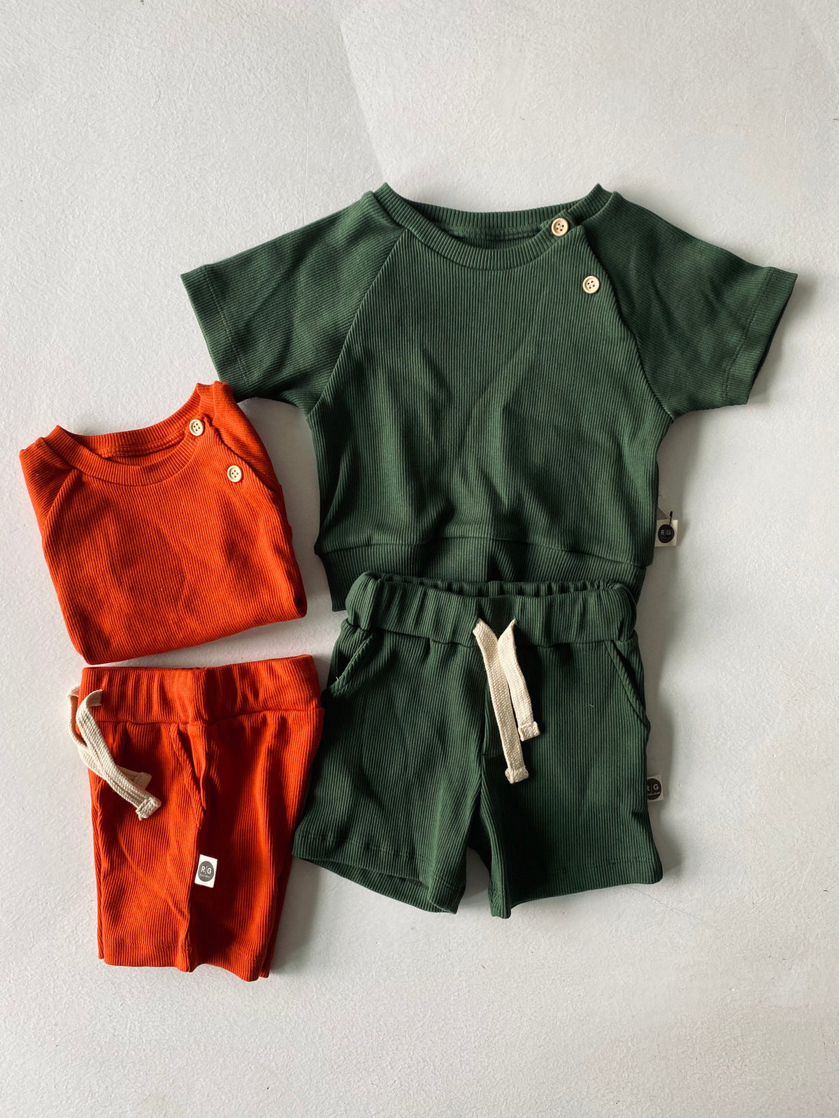 Kız ve Erkek Bebek Yazlık Tişört 2’li Set | 6 Ay–4 Yaş | RG Brand | RG342 - KİREMİT