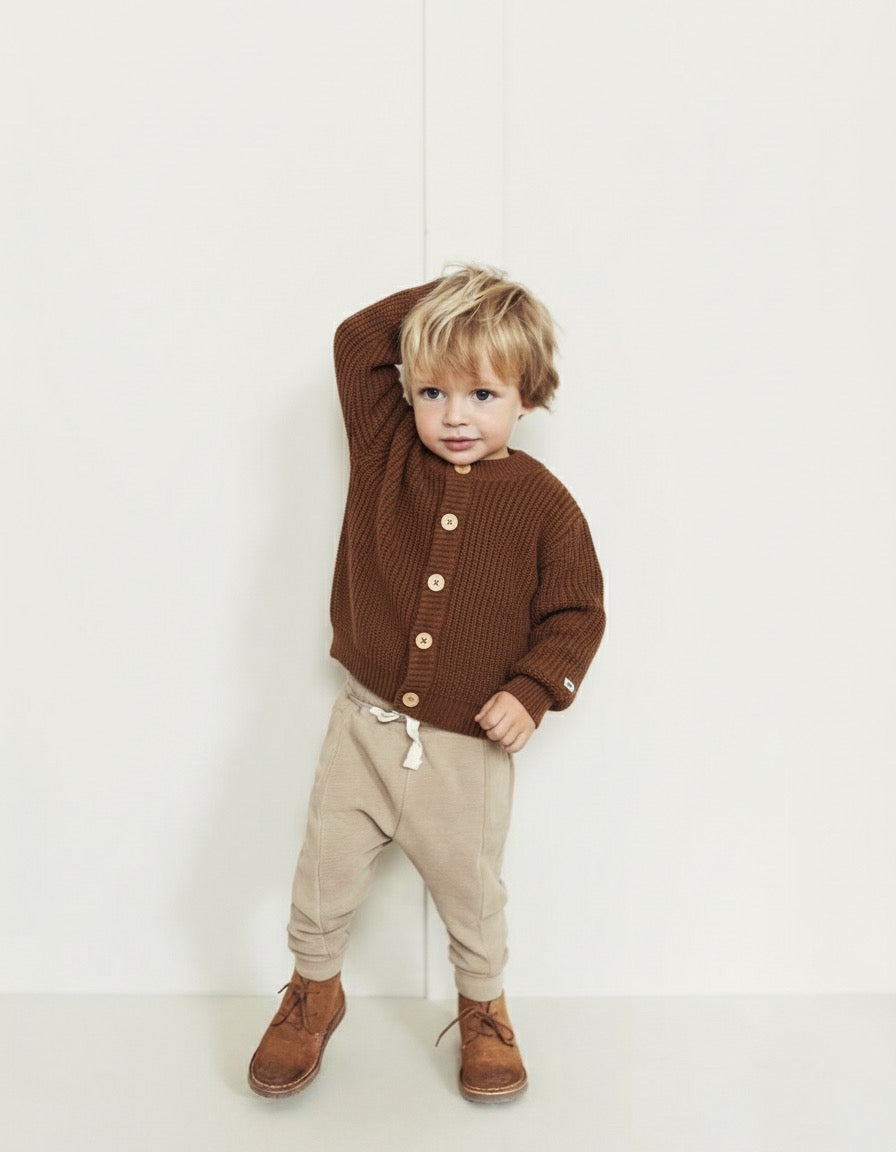 Kız ve Erkek Bebek Triko Hırka | 6 Ay–3 Yaş | RG Brand | RG344 - KİREMİT