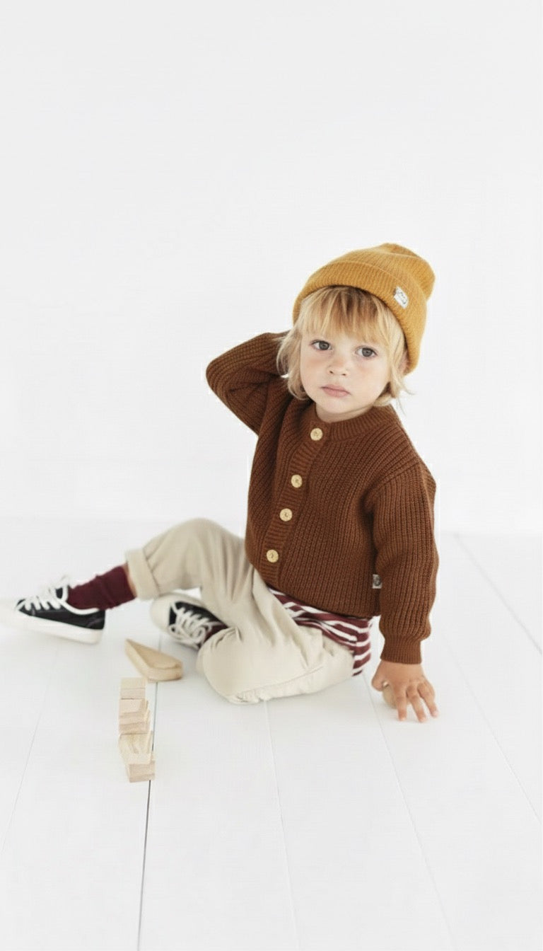 Kız ve Erkek Bebek Triko Hırka | 6 Ay–3 Yaş | RG Brand | RG344 - KİREMİT