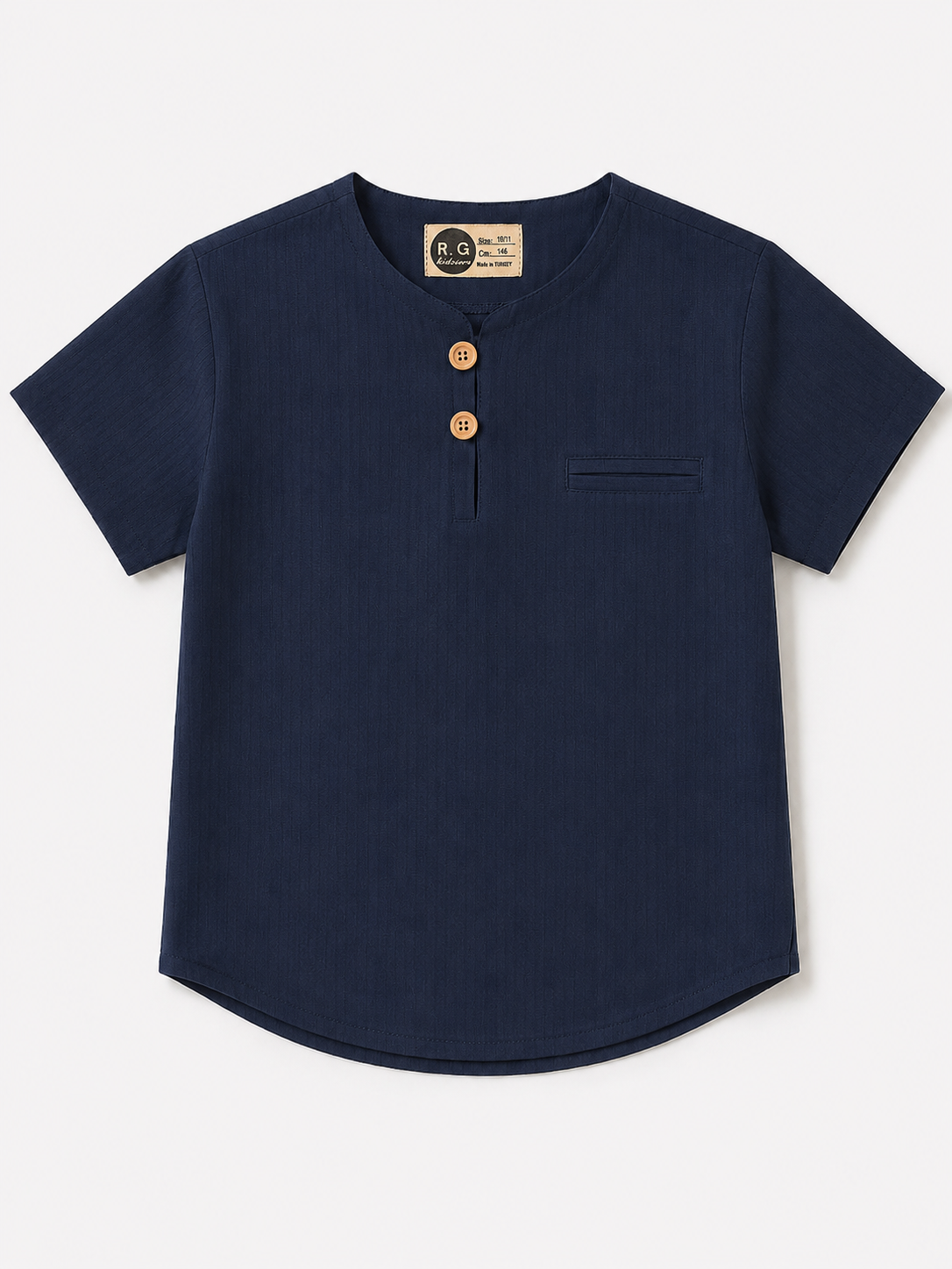 Erkek Çocuk Mao Yaka Gömlek | 9–15 Yaş | Kısa Kollu | %100 Pamuk | RG Brand | RG3712 - EKRU