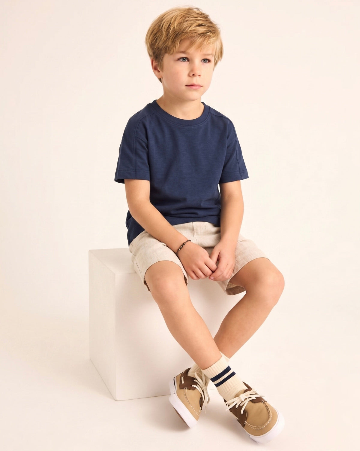 Çocuk Oversize Basic Tişört | %100 Pamuk | 3–9 Yaş | Kız & Erkek | RG1766 - LACİVERT