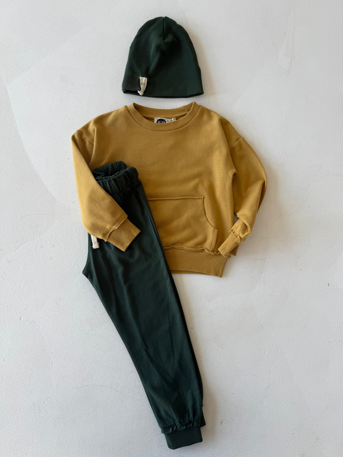 Çocuk Kazak, Bere ve Eşofman Takımı | RG Brand | 3–9 Yaş | RG1482 - HARDAL