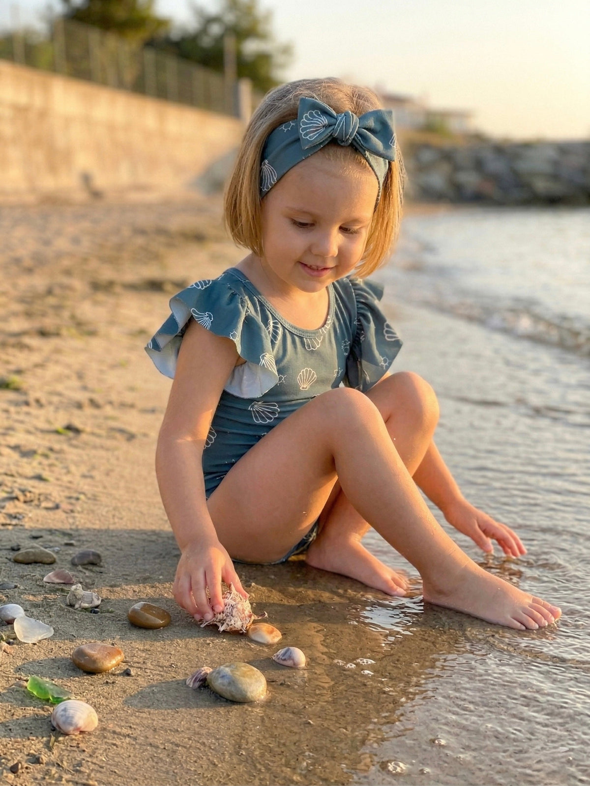Kız Bebek Tam Likralı Çabuk Kuruyan Mayo Seti | RG Brand | 6 Ay–4 Yaş | RG281 - MAVİ LİMON