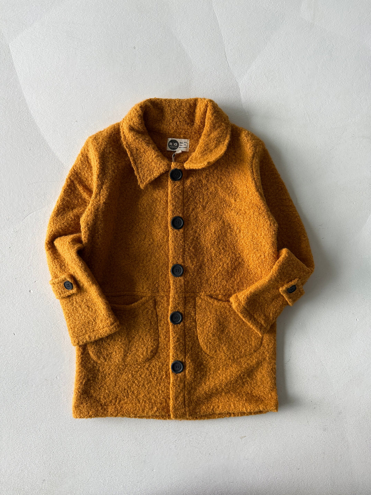 Kız ve Erkek Çocuk Kaşe Mont | Cepli ve Düğmeli | 9–15 Yaş | RG Brand | RG3319 - HAKİ