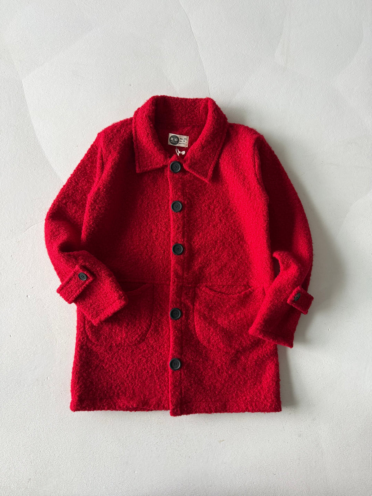 Kız ve Erkek Çocuk Kaşe Mont | Cepli ve Düğmeli | 9–15 Yaş | RG Brand | RG3319 - HARDAL