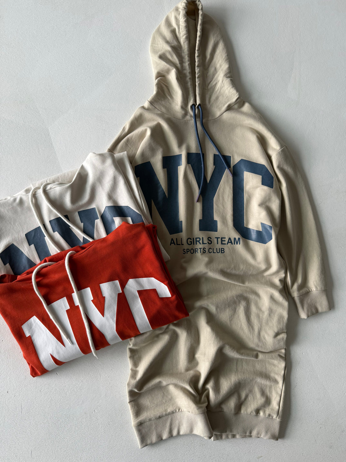Genç Önü Baskılı Kapüşonlu Ve Arkası Yırtmaçlı Sweat Elbise | 9–15 Yaş | RG Brand | RG3366 - KİREMİT