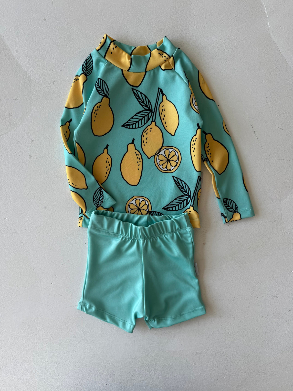 UV Korumalı Bebek Uzun Kollu Tişört ve Şort Mayo | 6 Ay–4 Yaş | RG Brand | RG339 - PEMBE LİMON