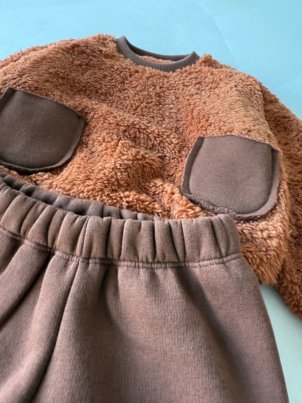 Bebek Cepli Peluş Sweatshirt ve Eşofman | 6 Ay–4 Yaş | RG Brand | RG356 - KAHVERENGİ
