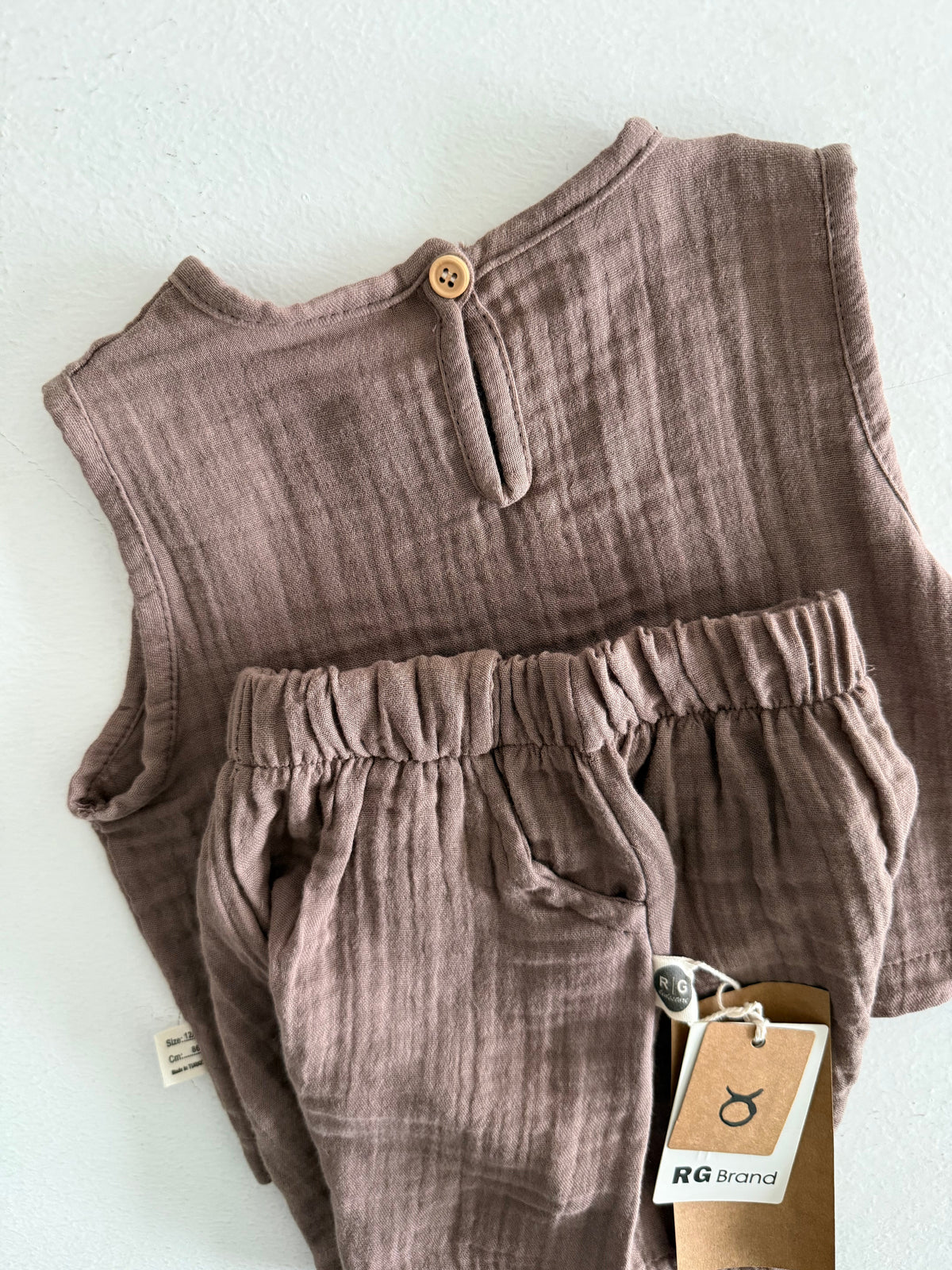Müslin Bebek Şortlu Takım | 6 Ay–3 Yaş | RG Brand | RG367 - KAHVERENGİ