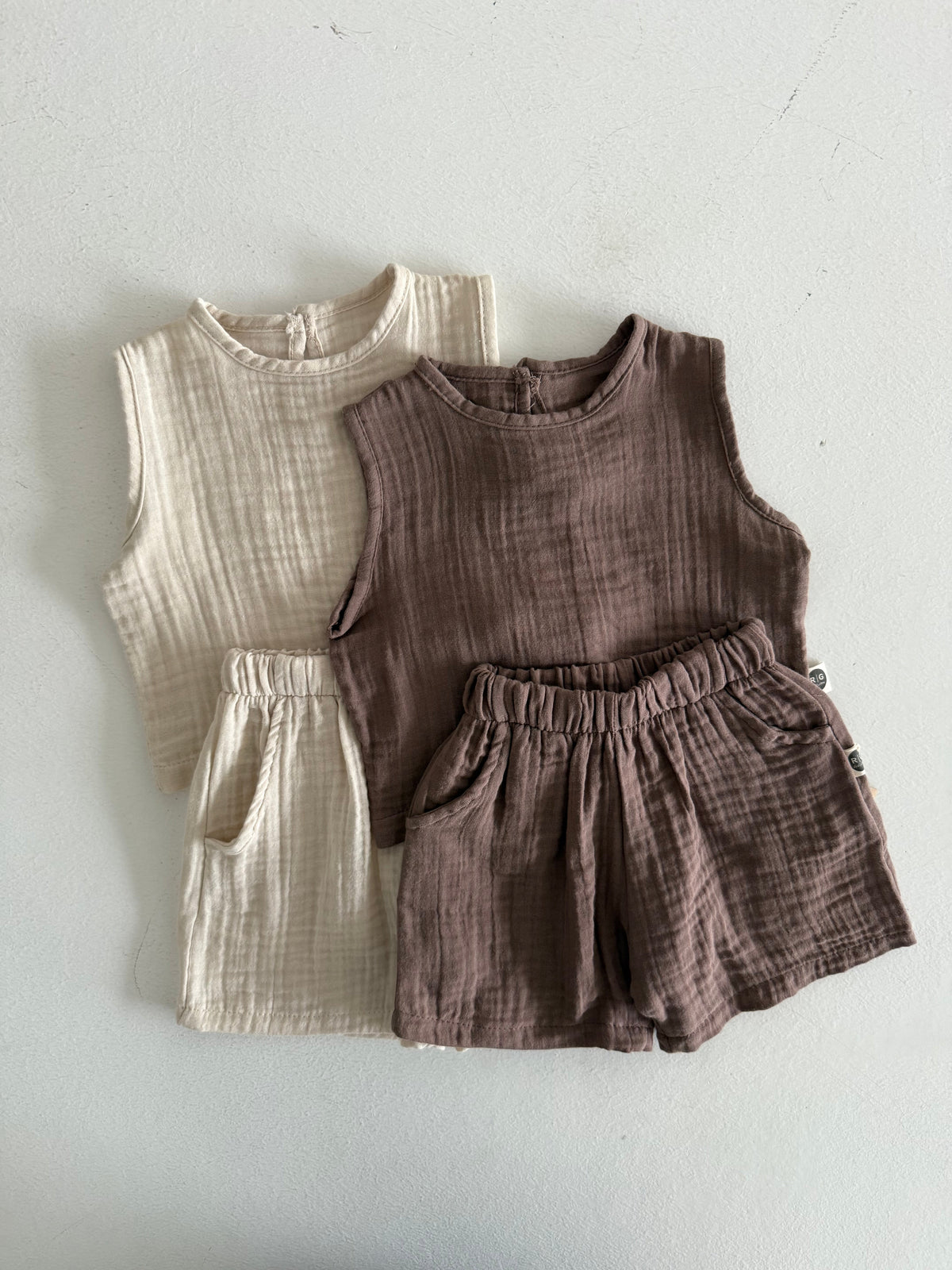 Müslin Bebek Şortlu Takım | 6 Ay–3 Yaş | RG Brand | RG367 - KAHVERENGİ